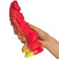 Fantasm Tales Red Dragon Silikon Dildo med sugekopp 22 cm Produktbilde med hånd 50